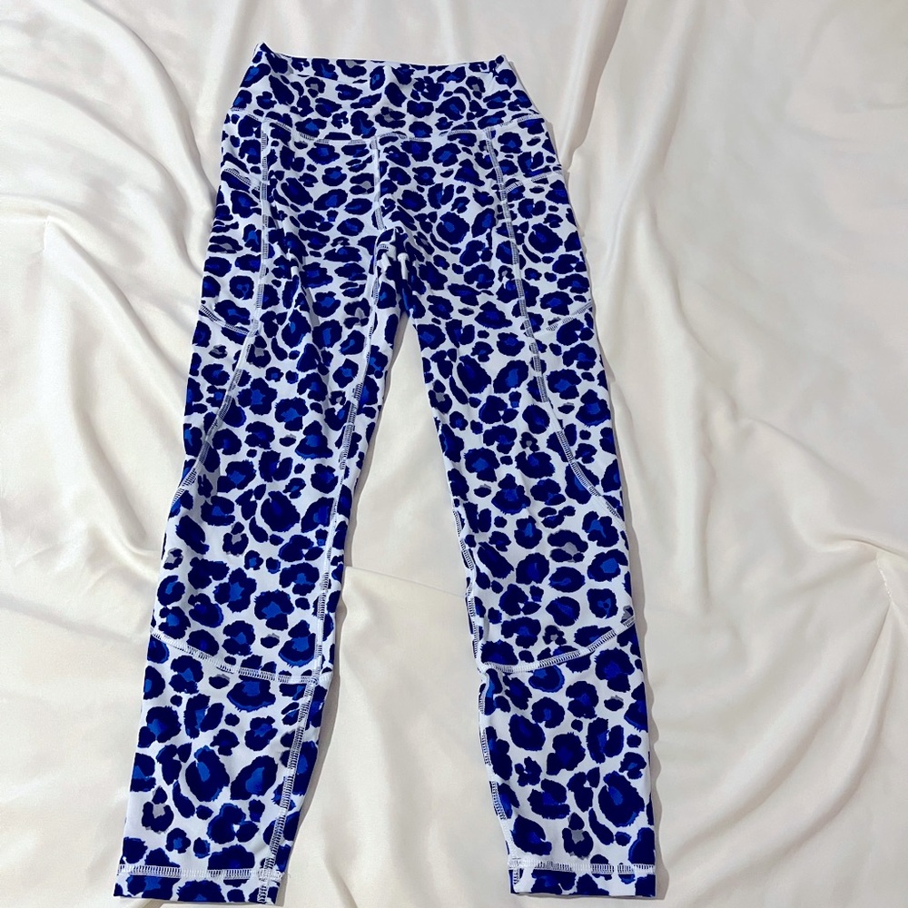 Blue Leopard Print Leggings